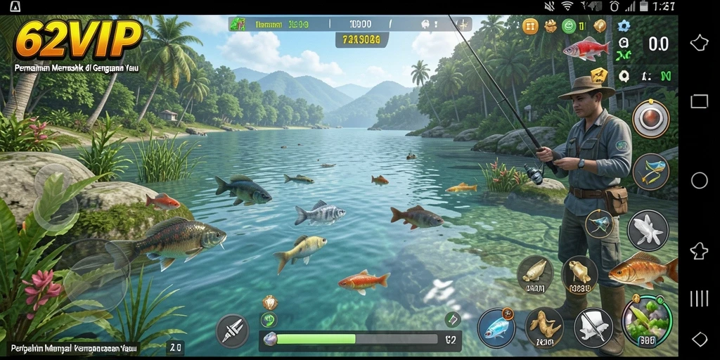 Screenshot gameplay 62VIP menampilkan aksi memancing yang seru dan realistis.