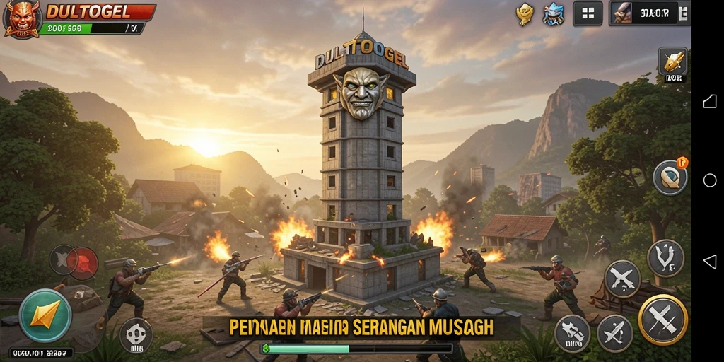 Tampilan seru dari gameplay Tower Defense DULTOGEL.