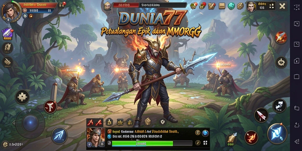 Screenshot DUNIA77 menampilkan pemain beraksi di dunia MMORPG.