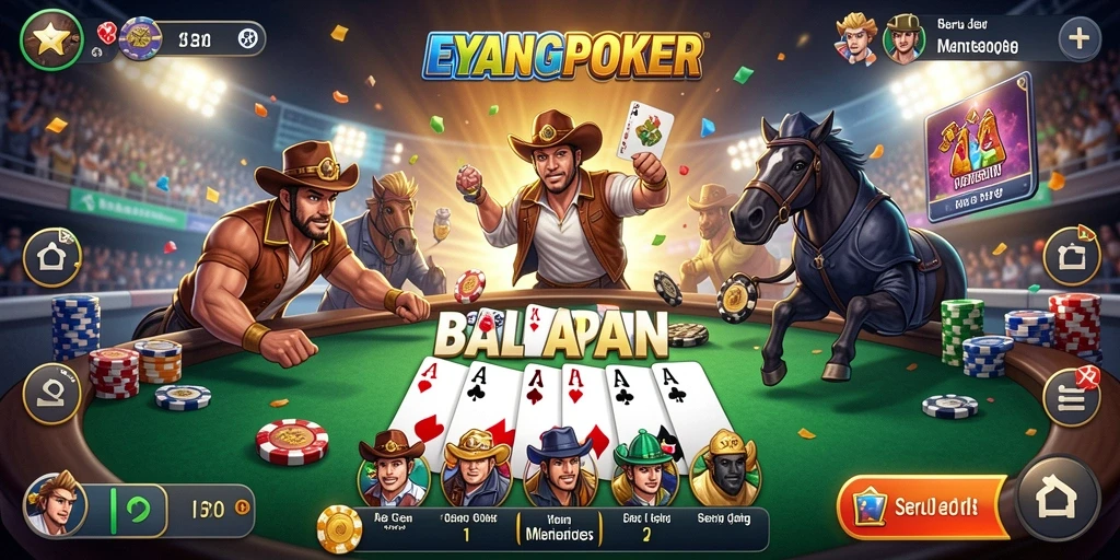 Screenshot gameplay EYANGPOKER menunjukkan aksi balapan yang intens.