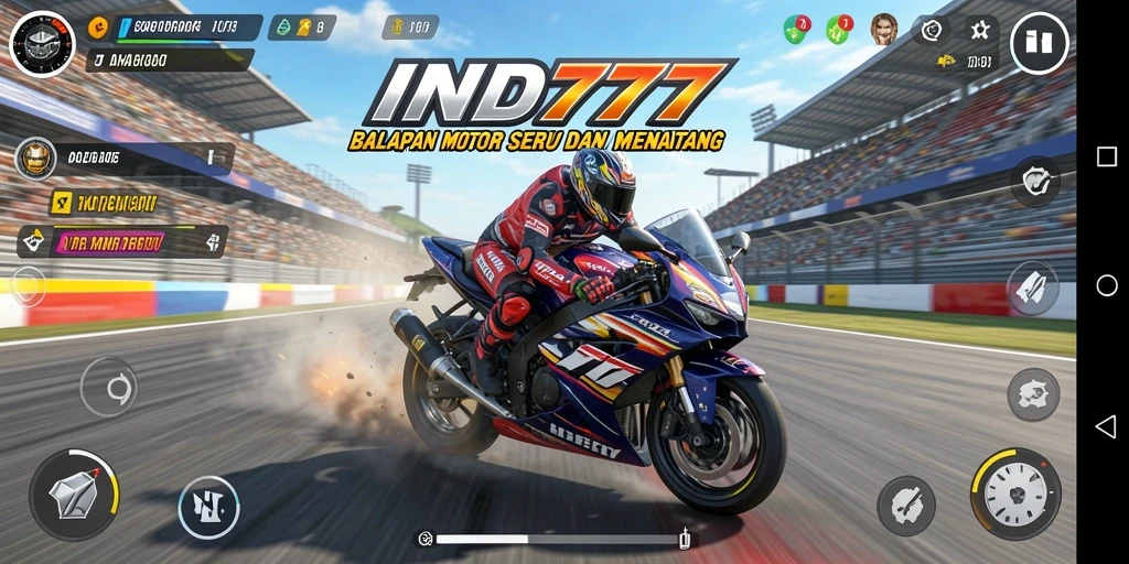 Screenshot gameplay IND777 menampilkan balapan motor yang mendebarkan.