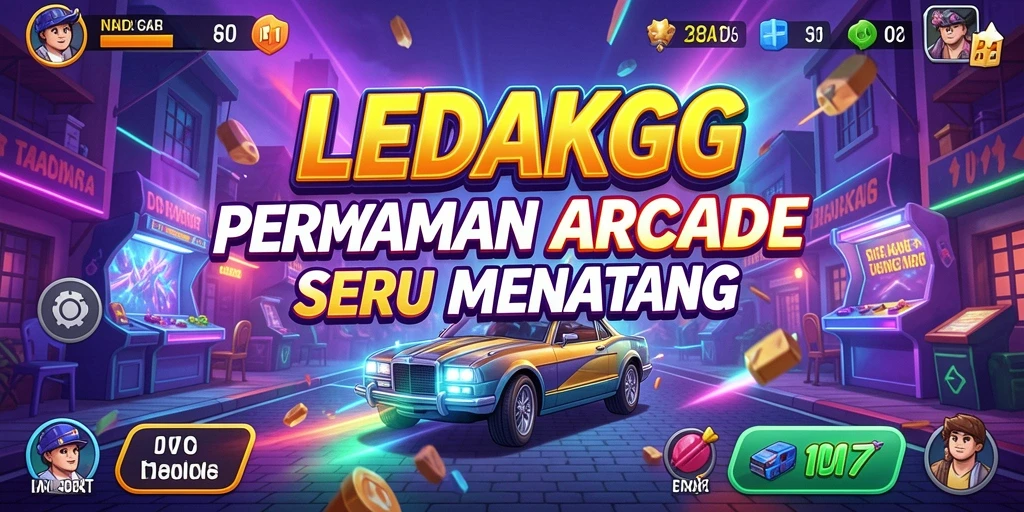 Tangkapan layar utama LEDAKGG menampilkan aksi seru dalam permainan Arcade.