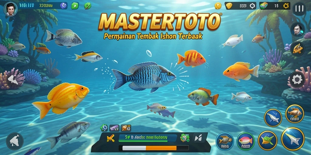 Screenshot utama MASTERTOTO menampilkan aktivitas menembak ikan yang seru.