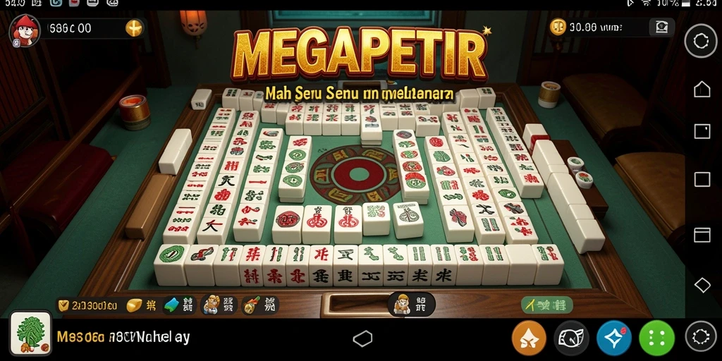 Screenshot gameplay MEGAPETIR menampilkan serunya permainan Mahjong.