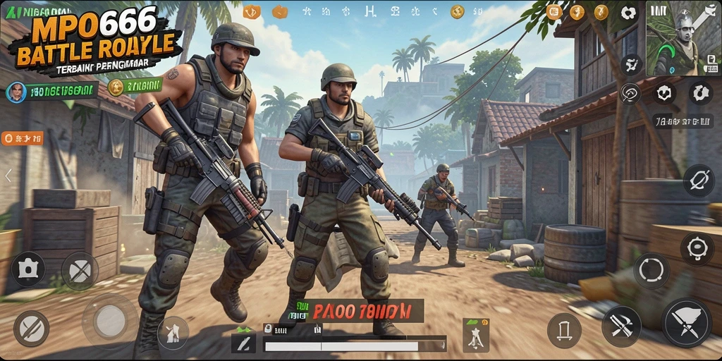 Tangkapan layar MPO666 menunjukkan aksi seru dalam permainan Battle Royale.