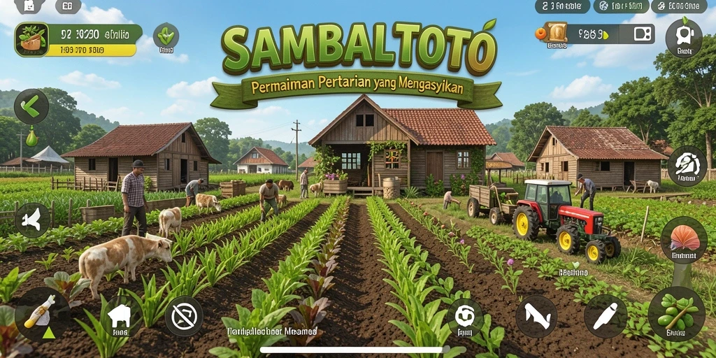 Screenshot utama SAMBALTOTO menampilkan petani sedang merawat tanaman di ladang.