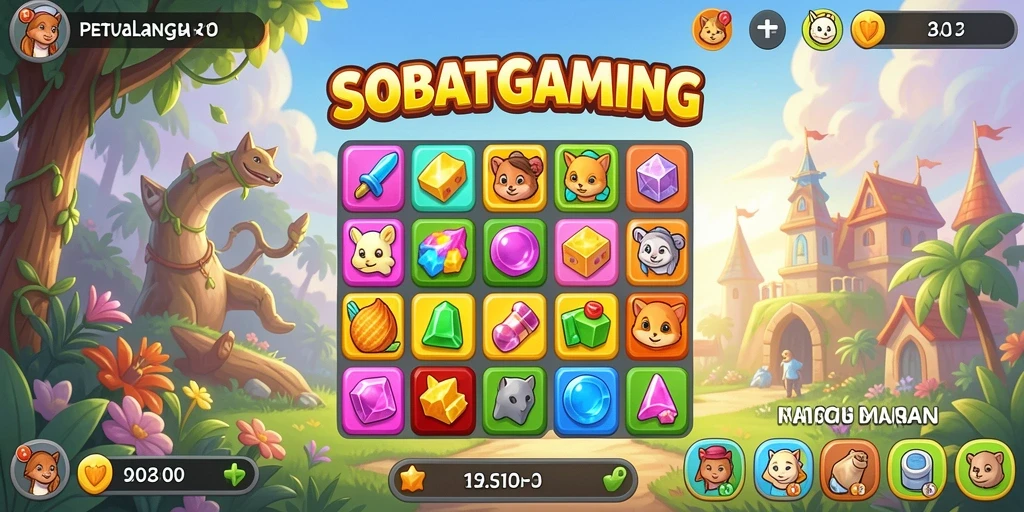Tampilan gameplay SOBATGAMING yang seru dan penuh warna.