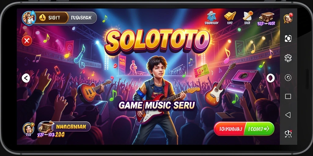 Screenshot utama <strong>SOLOTOTO</strong> menampilkan gameplay musik yang interaktif dan seru.