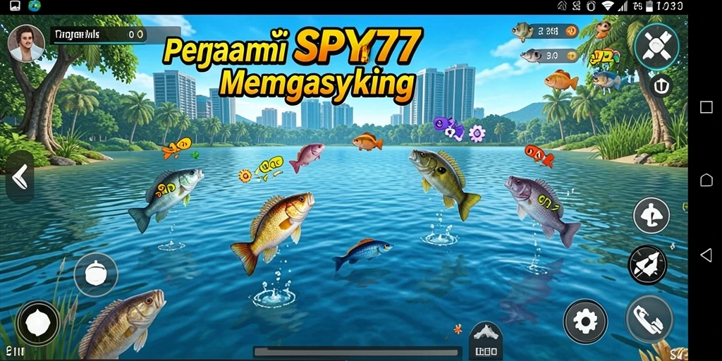 Menampilkan gameplay memancing yang seru dan kompetitif dalam SPY77.