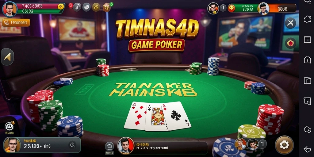 Screenshot gameplay TIMNAS4D yang menampilkan aksi seru permainan poker.